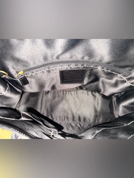 Coach Hamptons Black Embossed Python Print Patent Leather Satchel Bag - Picture 4 of 7